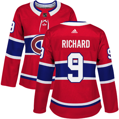 Adidas Montreal Canadiens 9 Maurice Richard Red Home Authentic Women Stitched NHL Jersey